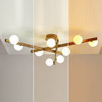 Traditional Japanese Dome Orb Long Branches Resin Roto-molding Metal 3/6/9/12/15 - Light Semi-flush Mount Ceiling Light for Living Room