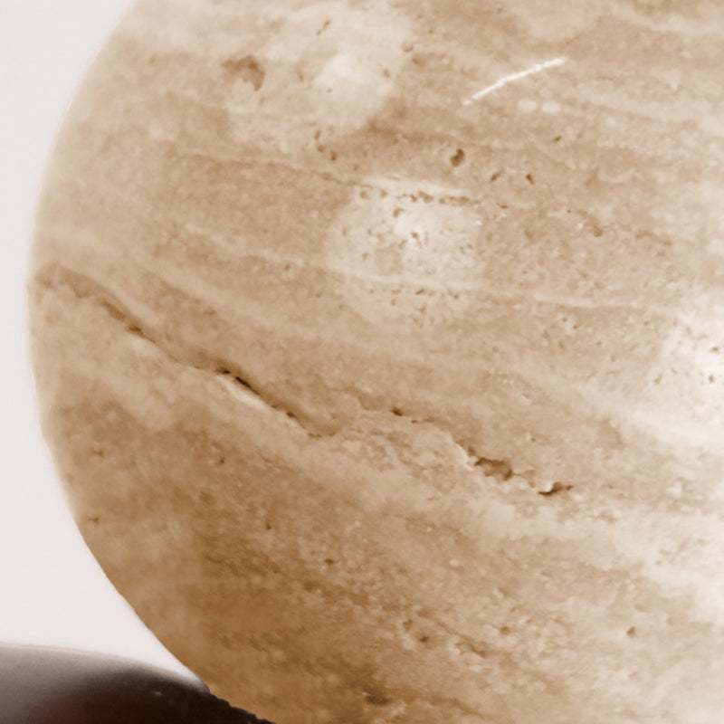 Traditional Japanese Dome Orb Yellow Travertine Solid Wood 1 - Light Pendant Light For Bedroom