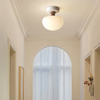 Traditional French Semicircle Pumpkin Glass Fabric Iron 1 - Light Semi-flush Mount Ceiling Light for Hallways