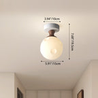 Traditional French Semicircle Pumpkin Glass Fabric Iron 1 - Light Semi-flush Mount Ceiling Light for Hallways
