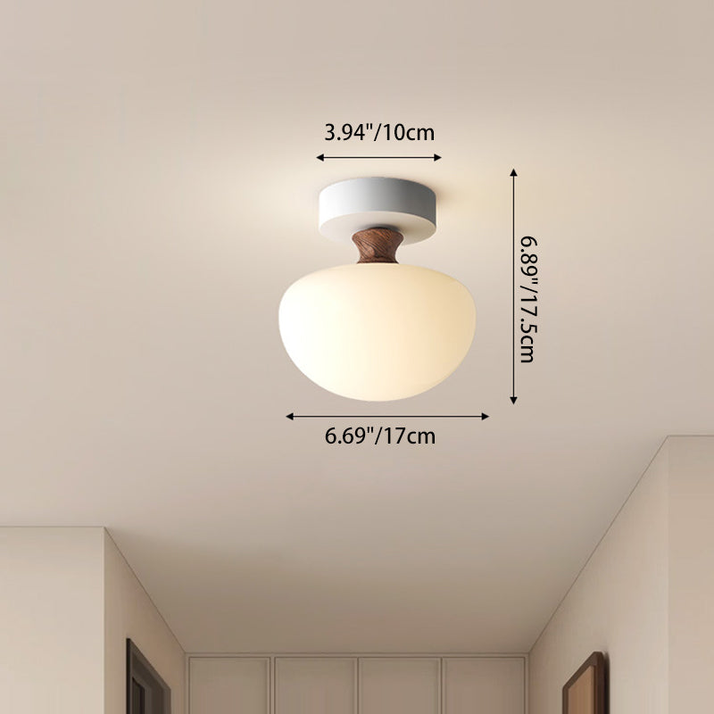 Traditional French Semicircle Pumpkin Glass Fabric Iron 1 - Light Semi-flush Mount Ceiling Light for Hallways