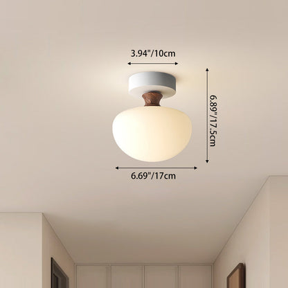 Traditional French Semicircle Pumpkin Glass Fabric Iron 1 - Light Semi-flush Mount Ceiling Light for Hallways