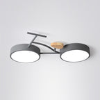 Contemporary Creative Bike Iron Wood Acrylic LED Flush Mount Ceiling Light for Bedroom