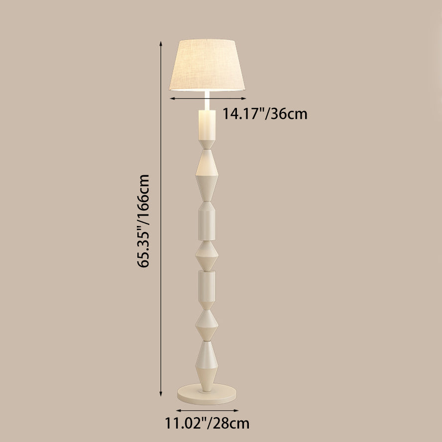 Contemporary Nordic Trapezoid Fabric Iron Lampshade Round Base 1 - Light Standing Floor Lamp For Living Room Lumendat