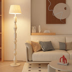 Contemporary Nordic Trapezoid Fabric Iron Lampshade Round Base 1 - Light Standing Floor Lamp For Living Room Lumendat
