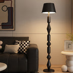 Contemporary Nordic Trapezoid Fabric Iron Lampshade Round Base 1 - Light Standing Floor Lamp For Living Room Lumendat