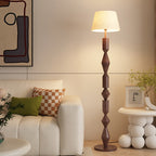 Contemporary Nordic Trapezoid Fabric Iron Lampshade Round Base 1 - Light Standing Floor Lamp For Living Room Lumendat