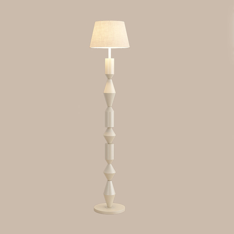 Contemporary Nordic Trapezoid Fabric Iron Lampshade Round Base 1 - Light Standing Floor Lamp For Living Room Lumendat