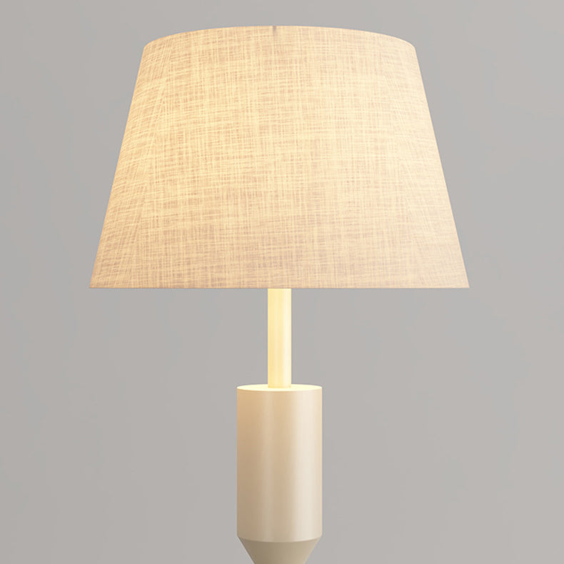 Contemporary Nordic Trapezoid Fabric Iron Lampshade Round Base 1 - Light Standing Floor Lamp For Living Room Lumendat