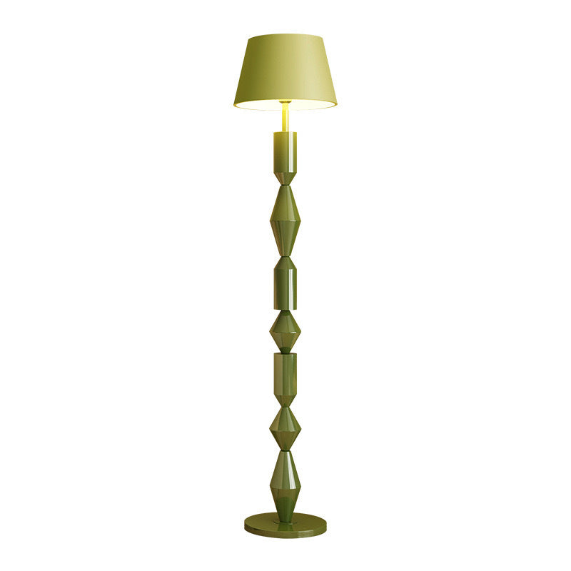 Contemporary Nordic Trapezoid Fabric Iron Lampshade Round Base 1 - Light Standing Floor Lamp For Living Room Lumendat