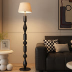 Contemporary Nordic Trapezoid Fabric Iron Lampshade Round Base 1 - Light Standing Floor Lamp For Living Room Lumendat