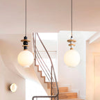 Contemporary Scandinavian Orb Hardware Resin Wood Glass 1 - Light Pendant Light For Living Room