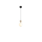 Contemporary Scandinavian Orb Hardware Resin Wood Glass 1 - Light Pendant Light For Living Room