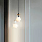 Contemporary Scandinavian Orb Hardware Resin Wood Glass 1 - Light Pendant Light For Living Room