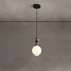 Contemporary Scandinavian Orb Hardware Resin Wood Glass 1 - Light Pendant Light For Living Room