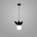 Contemporary Scandinavian Lotus Petals Resin Orb Glass 1 - Light Pendant Light For Dining Room