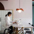 Contemporary Scandinavian Lotus Petals Resin Orb Glass 1 - Light Pendant Light For Dining Room