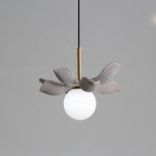 Contemporary Scandinavian Lotus Petals Resin Orb Glass 1 - Light Pendant Light For Dining Room