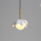 Contemporary Scandinavian Lotus Petals Resin Orb Glass 1 - Light Pendant Light For Dining Room