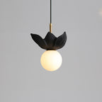 Contemporary Scandinavian Lotus Petals Resin Orb Glass 1 - Light Pendant Light For Dining Room