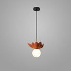 Contemporary Scandinavian Lotus Petals Resin Orb Glass 1 - Light Pendant Light For Dining Room