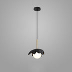 Contemporary Scandinavian Lotus Petals Resin Orb Glass 1 - Light Pendant Light For Dining Room