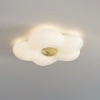 Contemporary Nordic Cream Flower Iron Roto-molding LED Flush Mount Ceiling Light For Bedroom