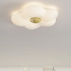 Contemporary Nordic Cream Flower Iron Roto-molding LED Flush Mount Ceiling Light For Bedroom