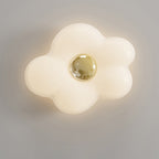 Contemporary Nordic Cream Flower Iron Roto-molding LED Flush Mount Ceiling Light For Bedroom