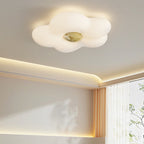 Contemporary Nordic Cream Flower Iron Roto-molding LED Flush Mount Ceiling Light For Bedroom