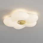 Contemporary Nordic Cream Flower Iron Roto-molding LED Flush Mount Ceiling Light For Bedroom