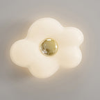 Contemporary Nordic Cream Flower Iron Roto-molding LED Flush Mount Ceiling Light For Bedroom