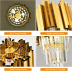 Modern Luxury Trapezoid Iron Crystal 3 - Light Pendant Light For Dining Room