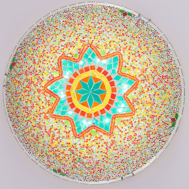 Traditional Tiffany Semicircle Hardware Glass 2/3/4 - Light Flush Mount Ceiling Light For Living Room Lumendat