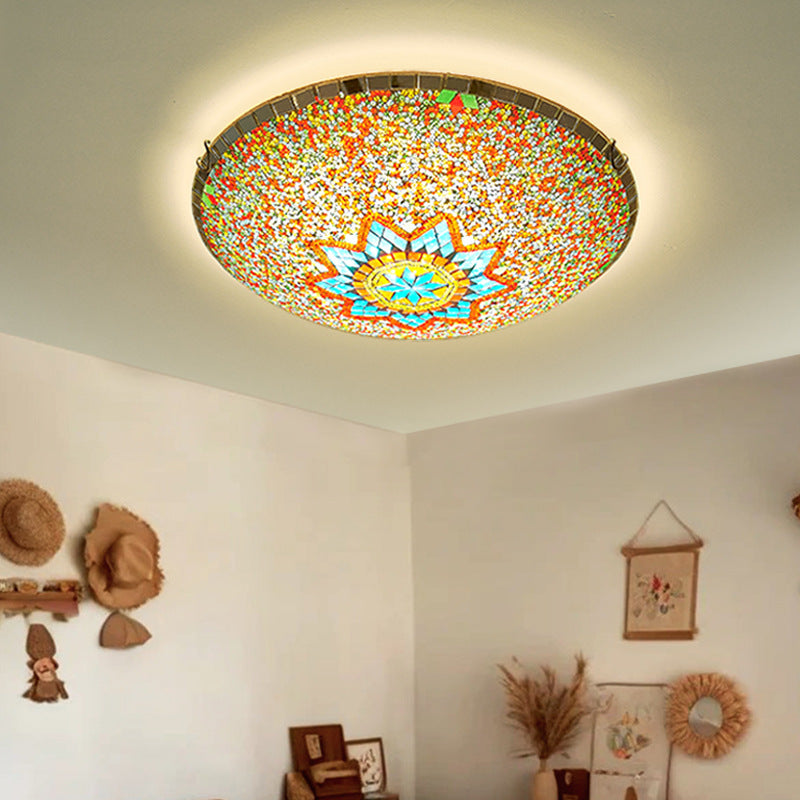 Traditional Tiffany Semicircle Hardware Glass 2/3/4 - Light Flush Mount Ceiling Light For Living Room Lumendat