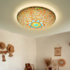 Traditional Tiffany Semicircle Hardware Glass 2/3/4 - Light Flush Mount Ceiling Light For Living Room Lumendat