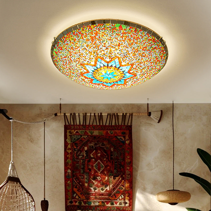 Traditional Tiffany Semicircle Hardware Glass 2/3/4 - Light Flush Mount Ceiling Light For Living Room Lumendat