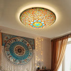 Traditional Tiffany Semicircle Hardware Glass 2/3/4 - Light Flush Mount Ceiling Light For Living Room Lumendat