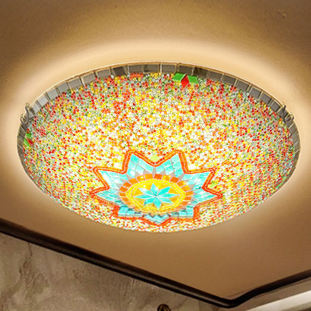 Traditional Tiffany Semicircle Hardware Glass 2/3/4 - Light Flush Mount Ceiling Light For Living Room Lumendat