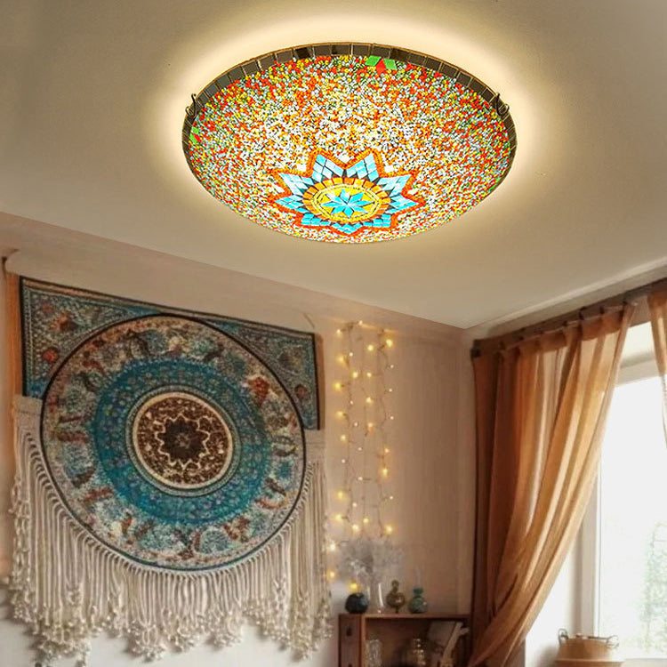 Traditional Tiffany Semicircle Hardware Glass 2/3/4 - Light Flush Mount Ceiling Light For Living Room Lumendat