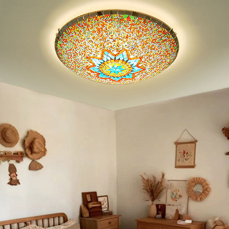 Traditional Tiffany Semicircle Hardware Glass 2/3/4 - Light Flush Mount Ceiling Light For Living Room Lumendat