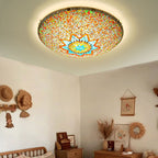 Traditional Tiffany Semicircle Hardware Glass 2/3/4 - Light Flush Mount Ceiling Light For Living Room Lumendat