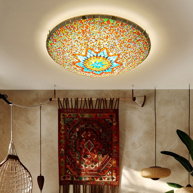 Traditional Tiffany Semicircle Hardware Glass 2/3/4 - Light Flush Mount Ceiling Light For Living Room Lumendat