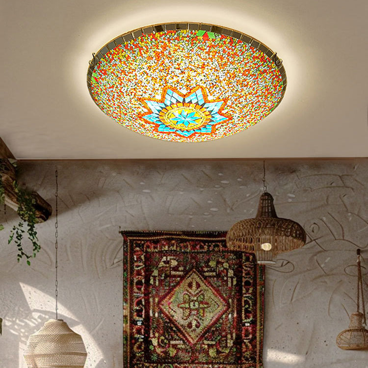Traditional Tiffany Semicircle Hardware Glass 2/3/4 - Light Flush Mount Ceiling Light For Living Room Lumendat
