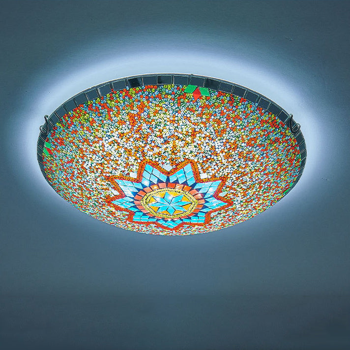 Traditional Tiffany Semicircle Hardware Glass 2/3/4 - Light Flush Mount Ceiling Light For Living Room Lumendat