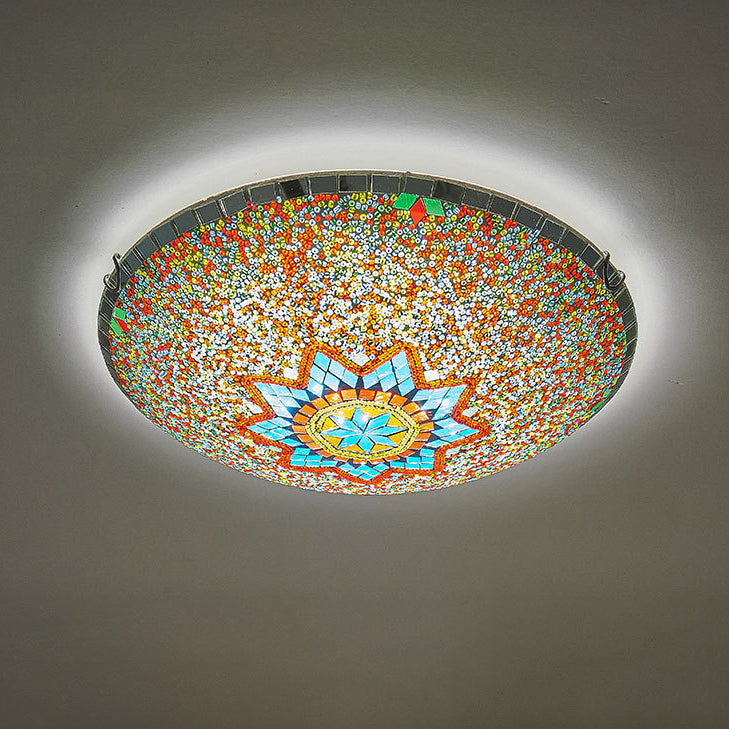 Traditional Tiffany Semicircle Hardware Glass 2/3/4 - Light Flush Mount Ceiling Light For Living Room Lumendat