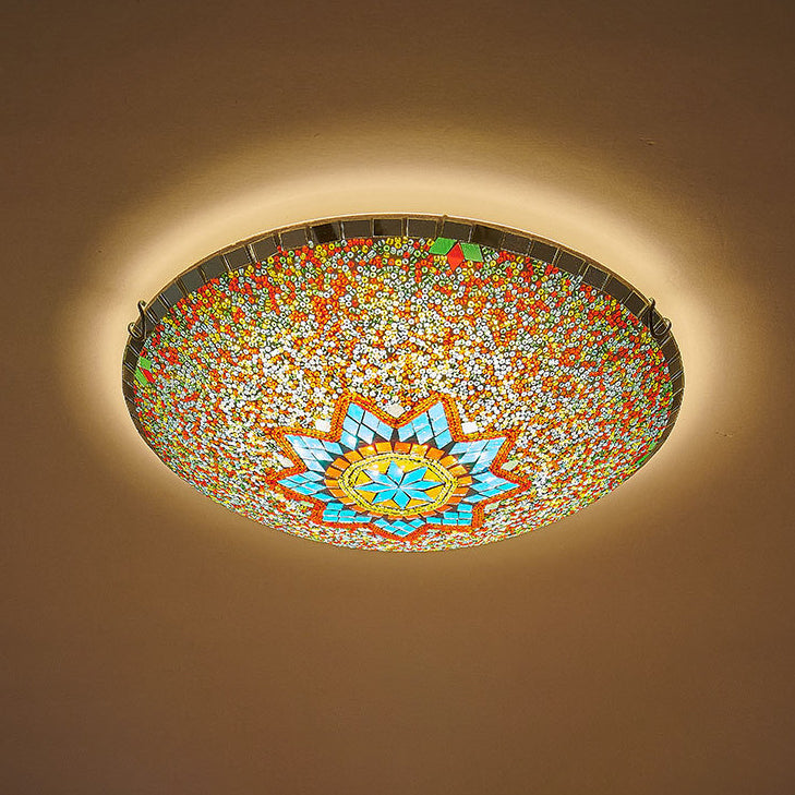 Traditional Tiffany Semicircle Hardware Glass 2/3/4 - Light Flush Mount Ceiling Light For Living Room Lumendat