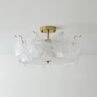 Traditional French Snowflake Glass Iron 5/8 - Light Semi-flush Mount Ceiling Light for Living Room