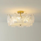 Traditional French Snowflake Glass Iron 5/8 - Light Semi-flush Mount Ceiling Light for Living Room