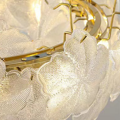 Traditional French Snowflake Glass Iron 5/8 - Light Semi-flush Mount Ceiling Light for Living Room